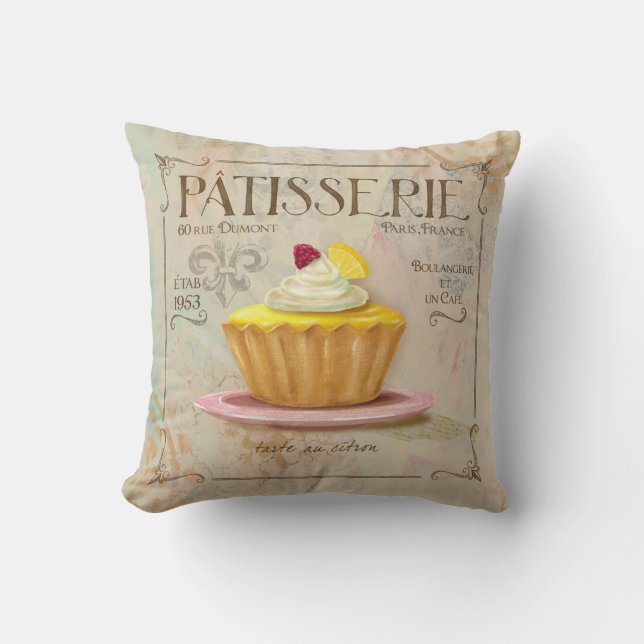 French Cafe Style Patisserie Pillow,Lemon Tart Cushion (Front)