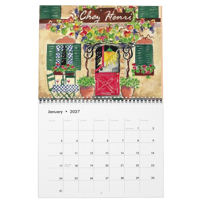 French Cafes, Calendar  (Jan 2027)