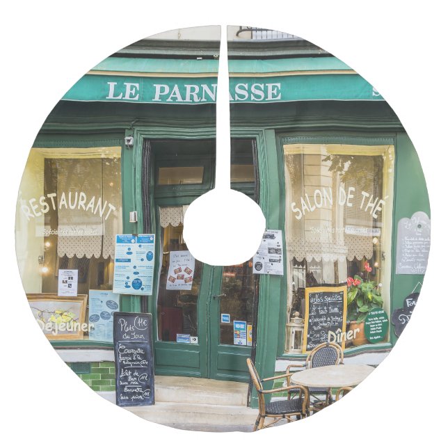 French cafes: Versailles cosy scene. Brushed Polyester Tree Skirt (Front)