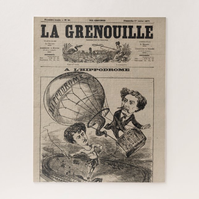 French Caricature Of Balloonist In Hot Air Balloon Jigsaw Puzzle (Vertical)