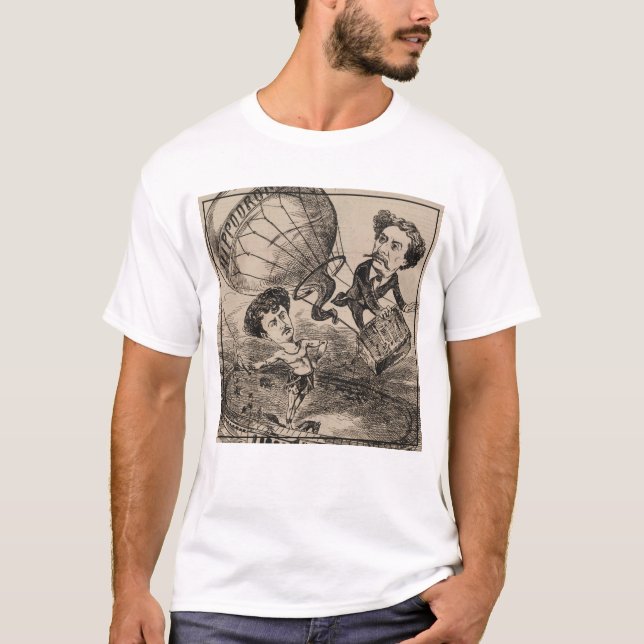 French Caricature Of Balloonist In Hot Air Balloon T-Shirt (Front)