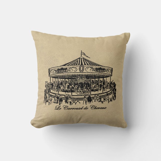 French Carousel Horses Apparel and Gifts Cushion (Front)
