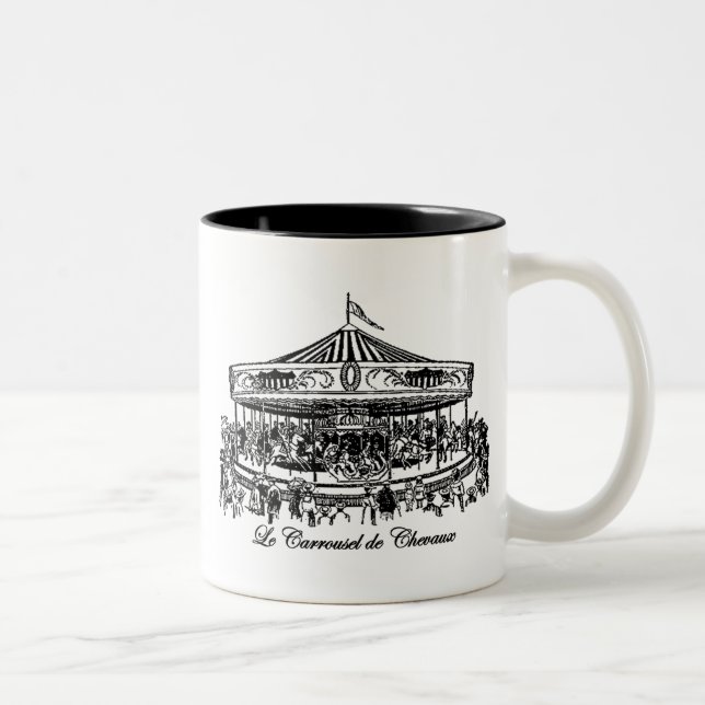 French Carousel Horses Apparel and Gifts Two-Tone Coffee Mug (Right)