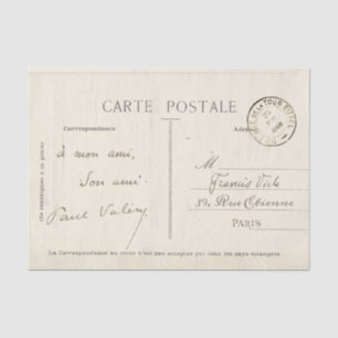 French Carte Postale Decoupage Vintage  Tissue Paper