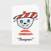 French Cat Birthday Card