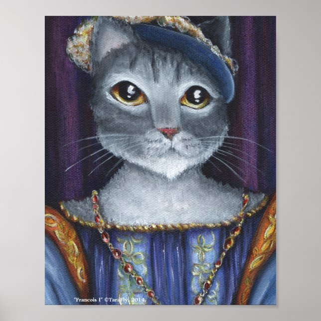 French Cat King Renaissance Old World Portrait Art Poster (Front)
