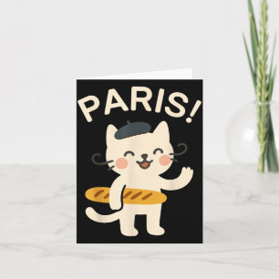 French Cat With Baguette Cute Cat Paris Funny Anim Card