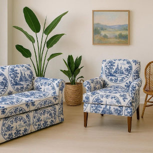 French Chateau Floral Motif Frame Botanical Decor  Fabric