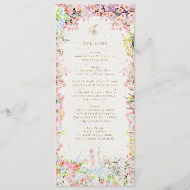 french chateau floral spring wedding menu (Front)