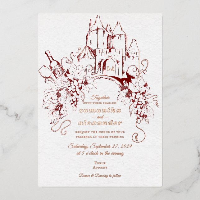 French Château Grape Vine Vineyard Winery Wedding (Front)