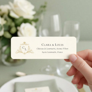 French Château Monogram Wedding Return Address Label