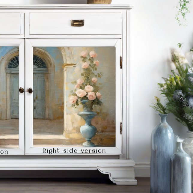 French Chateau Roses Blue Pink Floral Courtyard  Tissue Paper (Creator Uploaded)