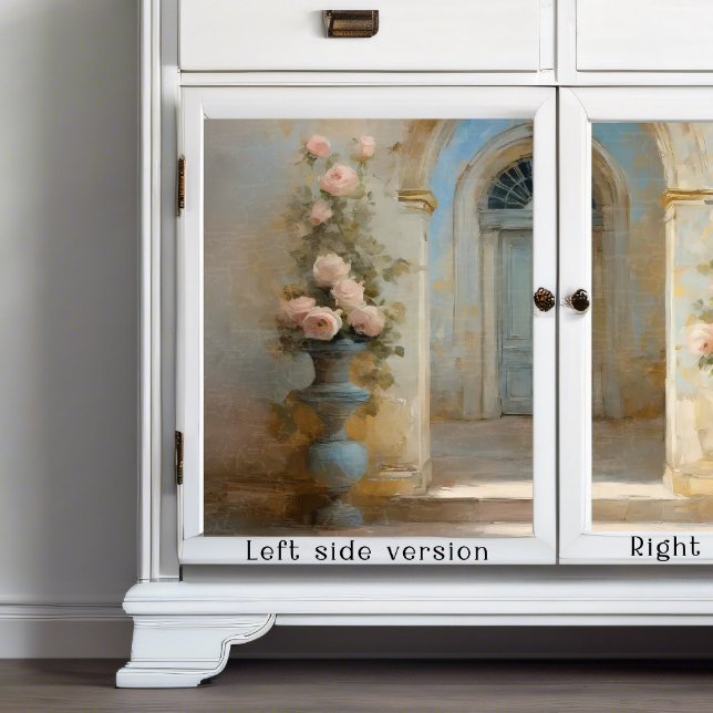 French Chateau Roses Courtyard Blue Pink Floral Tissue Paper (Creator Uploaded)