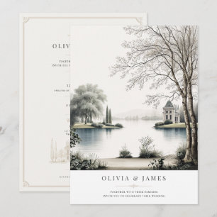 French Château Secret Garden Wedding Invitation