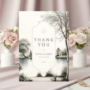 French Château Secret Garden Wedding Thank You Card