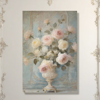 French Chateau Vintage Floral Blue Pink Decoupage Tissue Paper
