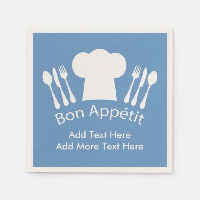 French Chef Bon Appetit Add Your Own Text Napkin (Front)