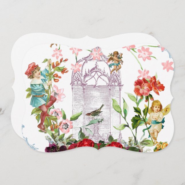 French chic,country rustic,floral pattern,roses,re save the date (Front/Back)