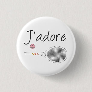 French Chic J'adore Tennis Player Design 3 Cm Round Badge