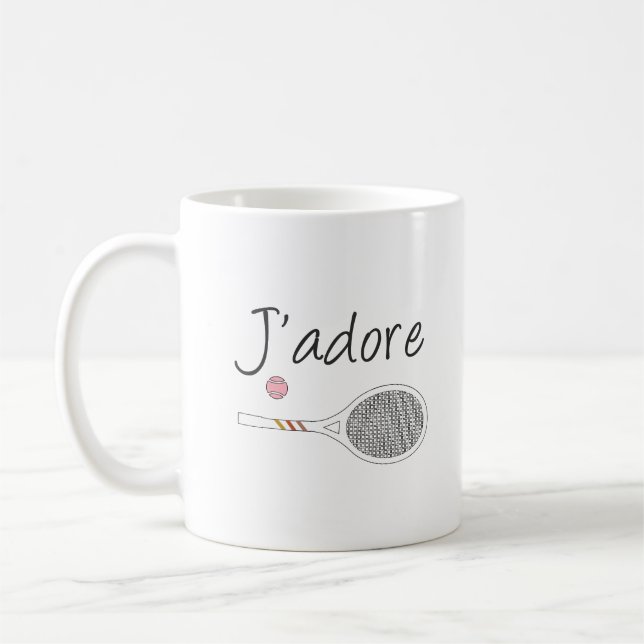 French Chic J'adore Tennis Player Design Coffee Mug (Left)