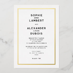 French Chic Minimal Gold Border Wedding