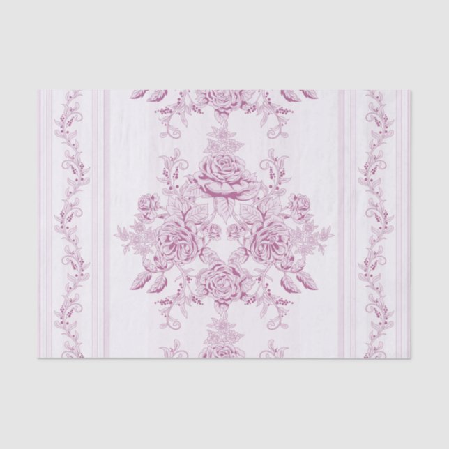 French chic,pink,toile,floral,pattern,victorian,Fl Tissue Paper (Front)