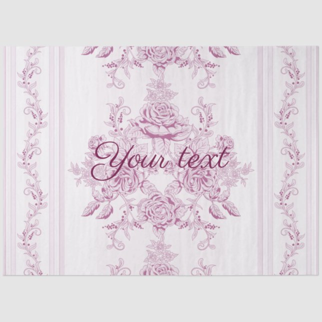 French chic,pink,toile,floral,pattern,victorian,Fl Tissue Paper (Front)