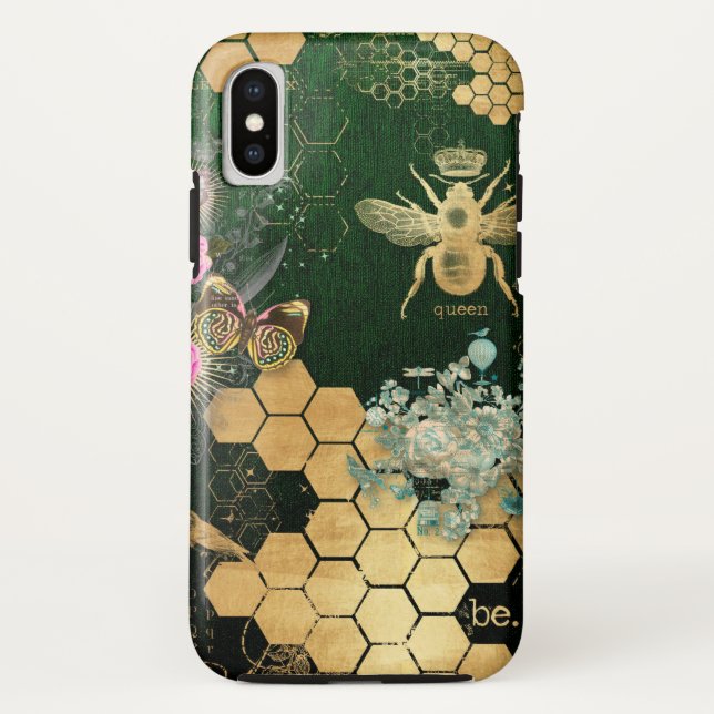 French chic, victorian,bee,floral,gold foil, belle Case-Mate iPhone case (Back)