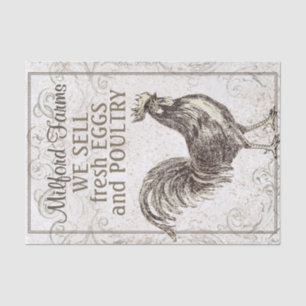 French Chicken Rooster Grunge Vintage Poultry Farm Tissue Paper