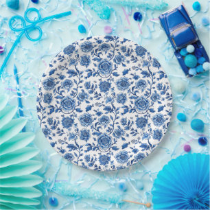 French Chinoiserie Floral Paper Plate