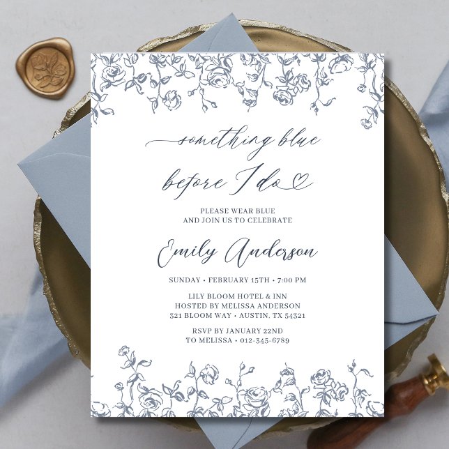 French Chinoiserie Something Blue Bridal Shower Flyer (Creator Uploaded)