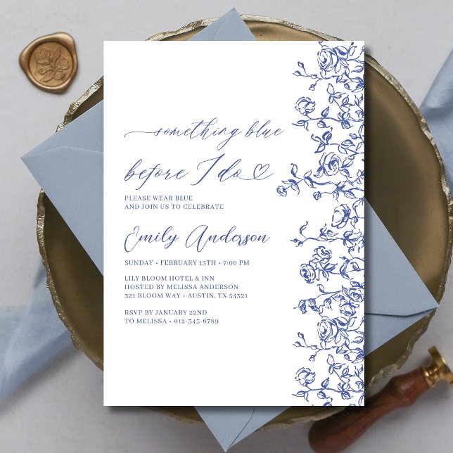French Chinoiserie Something Blue Bridal Shower Invitation (Creator Uploaded)
