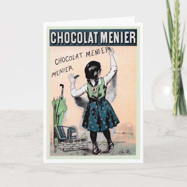 FRENCH "CHOCOLAT" VINTAGE POSTERART GREETING CARD (Front)