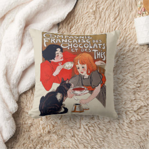 French Chocolate Party Steinlen Art Cushion