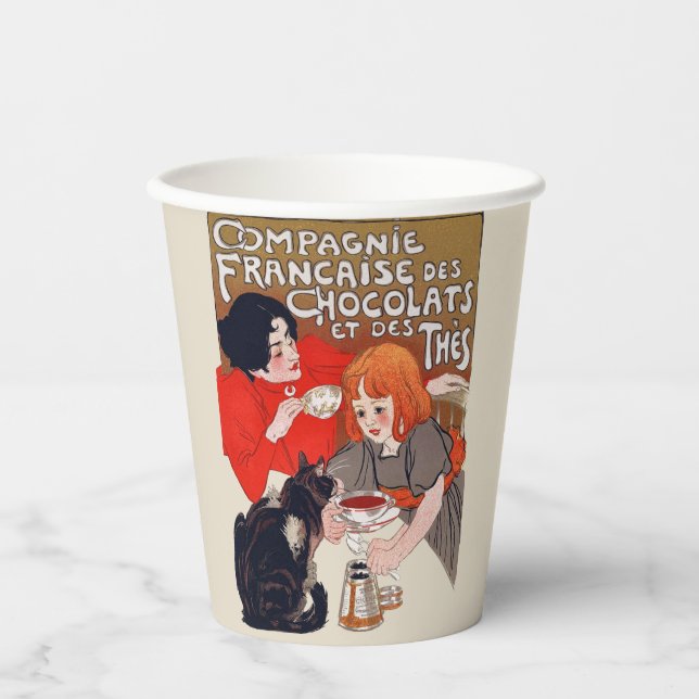 French Chocolate Party Steinlen Art Paper Cups (Front)