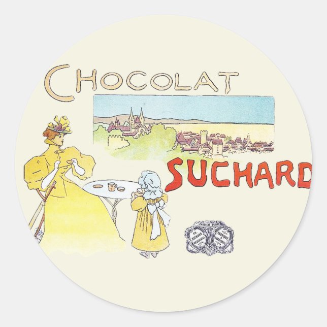 French Chocolate Victorian Candy Sugar Classic Round Sticker (Front)