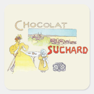 French Chocolate Victorian Candy Sugar Square Sticker