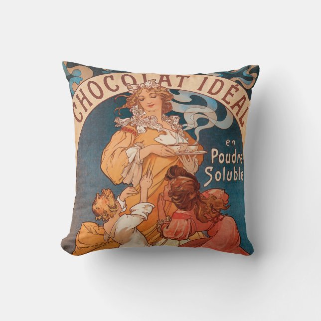 French Chocolate Vintage Advertisement Cushion (Front)
