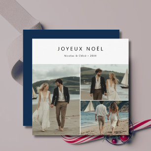 French Christmas Joyeux Noël Nautical Beach Photo  Holiday Card