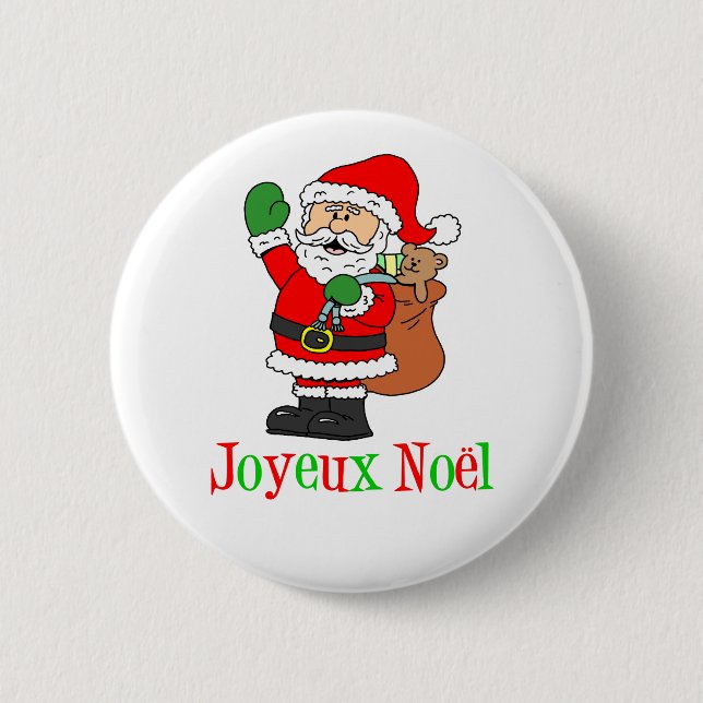 French Christmas Santa Joyeux Noel 6 Cm Round Badge (Front)