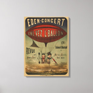 French Circus Poster Of Two Performers In Airship Canvas Print