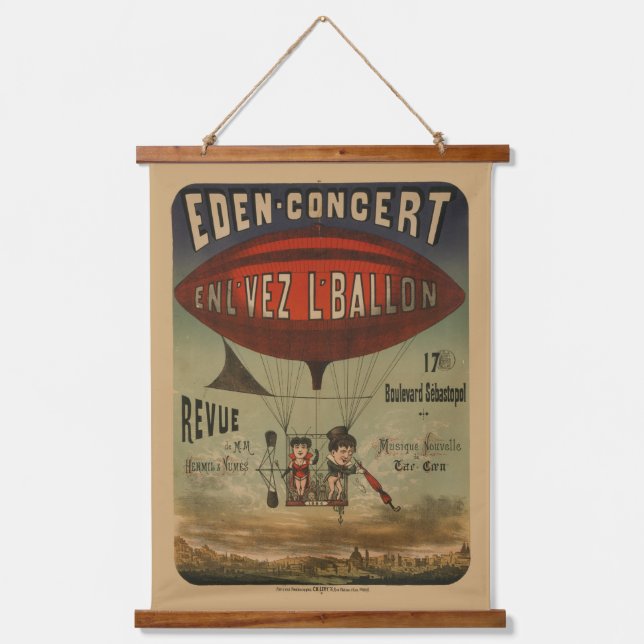 French Circus Poster Of Two Performers In Airship Hanging Tapestry (Front)