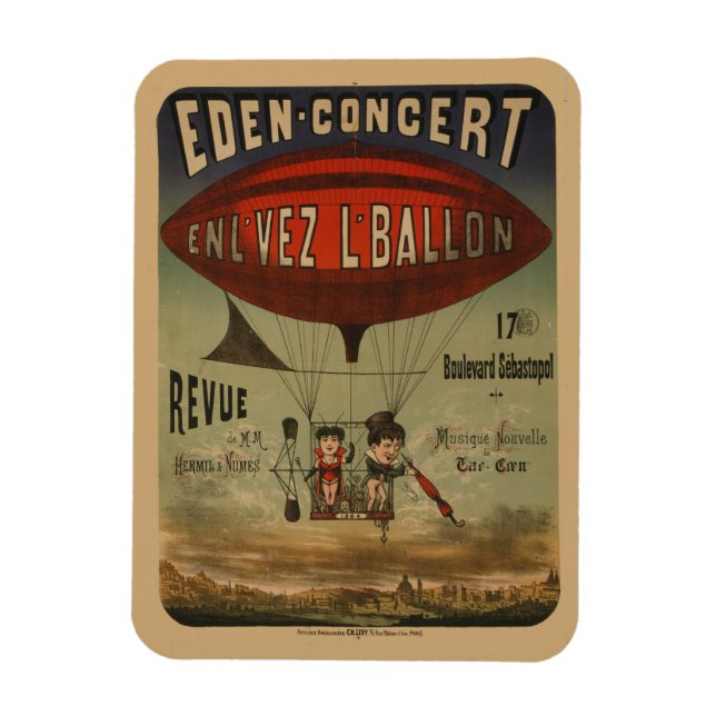 French Circus Poster Of Two Performers In Airship Magnet (Vertical)