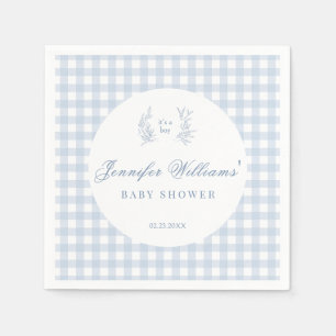 French classical blue baby boy shower paper plates napkin