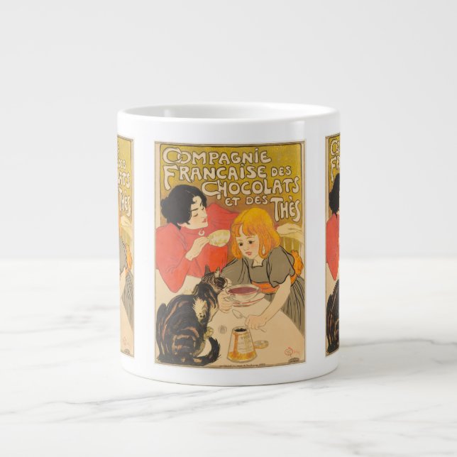 French Company of Chocolates and Teas, Art Nouveau Large Coffee Mug (Front)