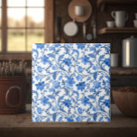 French Cottage Navy Blue Floral Ceramic Tile<br><div class="desc">With an intricate blue floral design,  these tiles are reminiscent of French cottages and cosy spaces. A unique addition to kitchen or bathroom backsplashes.</div>