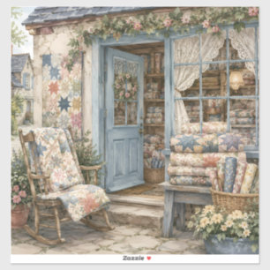 French Cottagecore Quilt Shop Watercolor