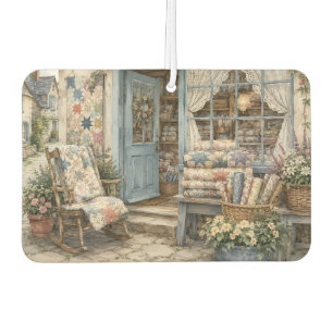 French Cottagecore Quilt Shop Watercolor  Car Air Freshener