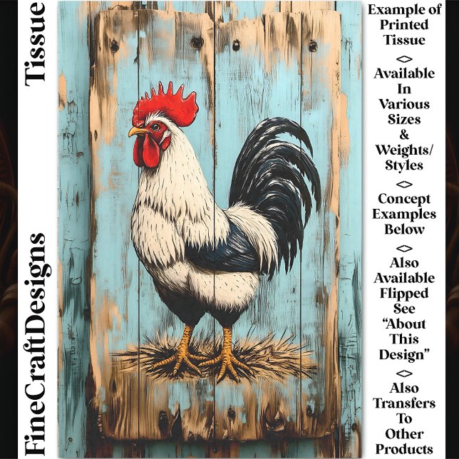 French Country Barnyard Rooster DB7L Decoupage Tissue Paper (Creator Uploaded)
