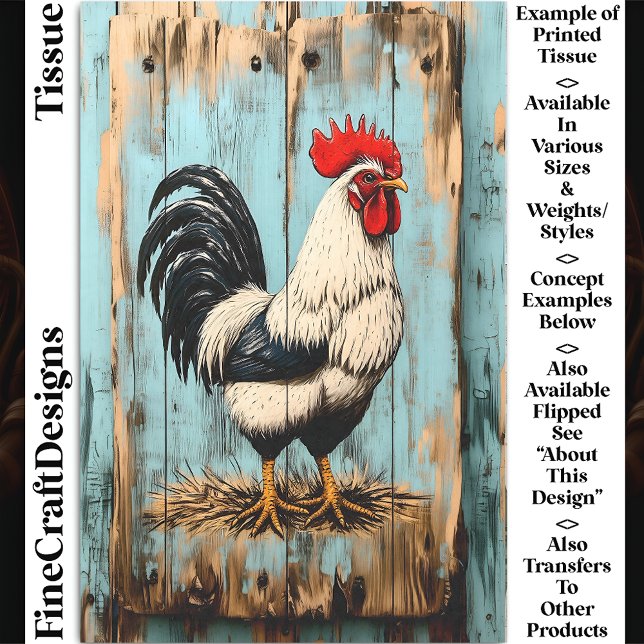 French Country Barnyard Rooster DB7R Decoupage Tissue Paper (Creator Uploaded)